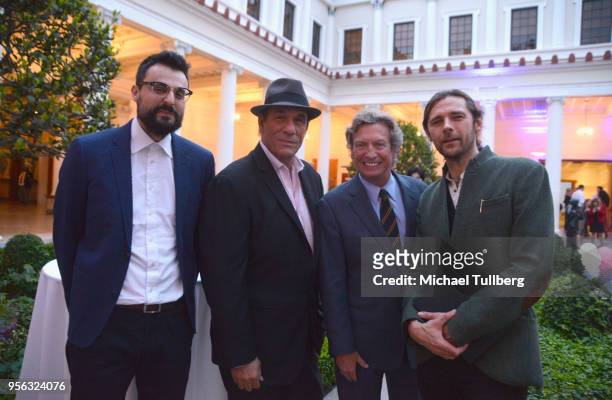 Poet Gabriele Tinti, actor Robert Davi, dancing judge Nigel Lythgoe and filmmaker Oscar Sharp attend BritWeek at The Getty Villa on May 8, 2018 in...