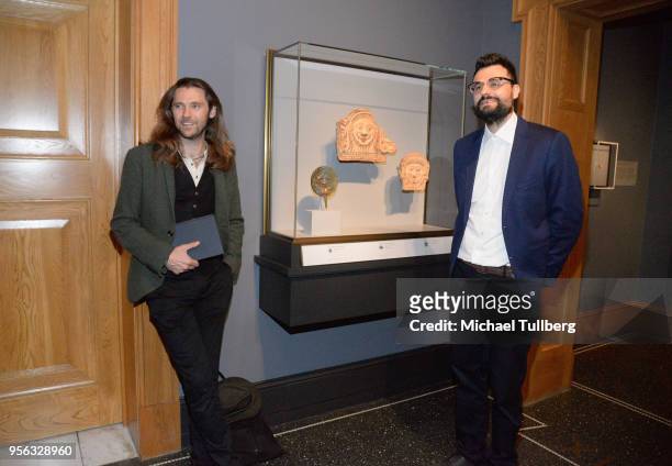 Filmmaker Oscar Sharp and poet Gabriele Tinti attend BritWeek at The Getty Villa on May 8, 2018 in Pacific Palisades, California.
