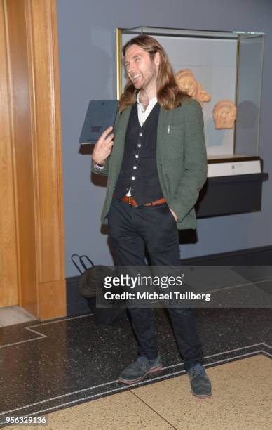 Filmmaker Oscar Sharp recites Gabriele Tinti's poetry at BritWeek at The Getty Villa on May 8, 2018 in Pacific Palisades, California.