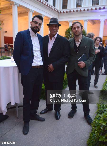 Poet Gabriele Tinti, actor Robert Davi and filmmaker Oscar Sharp attend BritWeek at The Getty Villa on May 8, 2018 in Pacific Palisades, California.