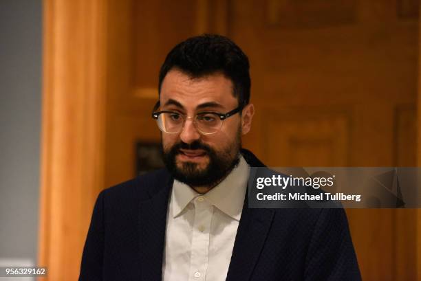 Poet Gabriele Tinti recites his poetry at BritWeek at The Getty Villa on May 8, 2018 in Pacific Palisades, California.