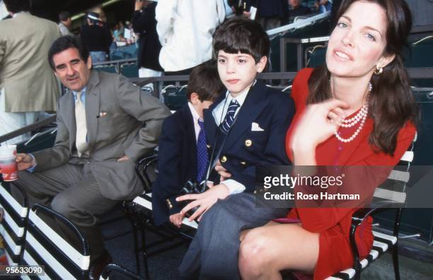 Model Stephanie Seymour and her husband billionaire Peter Brant and their 2 sons at Belmont Race Track in 2002 in New York.