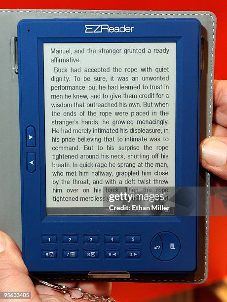 An Astak PocketPRO e-Book reader is displayed at the 2010 International Consumer Electronics Show at the Las Vegas Convention Center January 7, 2010...