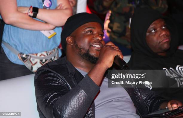 Panelist Producer Hoodzone and Associate Director, Rhythm and Soul at ASCAP Jason Reddick attend 'istandard Producer And Rapper Showcase' during The...