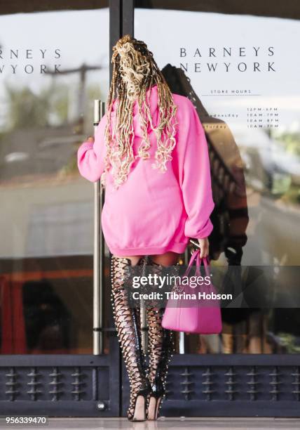 Dencia is seen shopping in Beverly Hills on May 8, 2018 in Beverly Hills, California.