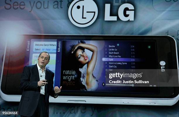 Intel President and CEO Paul Otellini delivers a keynote address during the 2010 International Consumer Electronics Show at the Las Vegas Hilton...