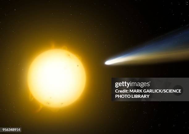 sungrazing comet, illustration - komet stock-grafiken, -clipart, -cartoons und -symbole