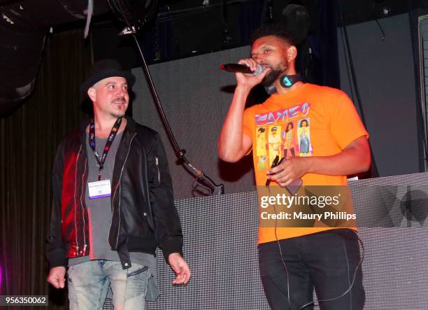 Don Gerard Di Napoli Jr. And Producer Bosco performs onstage during the 'istandard Producer And Rapper Showcase' at The 2018 ASCAP "I Create Music"...