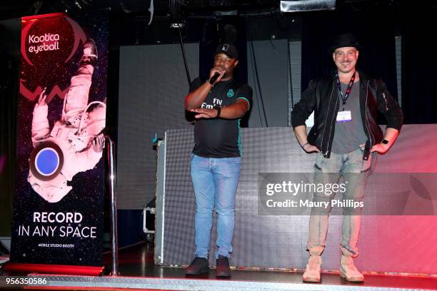 Host Courtney "Cizzurp" Carroll and Don Gerard Di Napoli Jr. Onstage during the 'istandard Producer And Rapper Showcase' at The 2018 ASCAP "I Create...