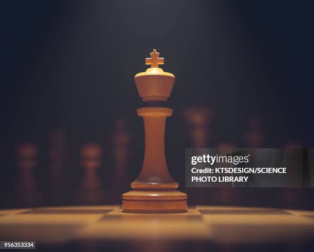 chess king on board - king chess piece stock pictures, royalty-free photos & images