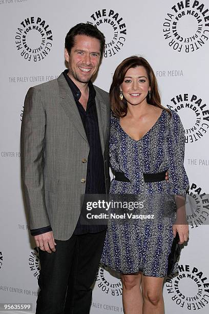 Alyson Hannigan and husband Alexis Denisof attend the "How I Met Your Mother" 100th episode party at The Paley Center for Media on January 7, 2010 in...