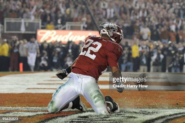 Running back Mark Ingram of the Alabama Crimson Tide celebrates after scoring in the fourth quarter against the Texas Longhorns during the Citi BCS...