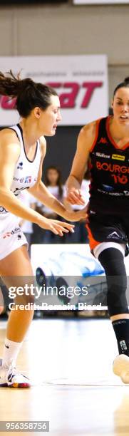 Michel Sarah of Bourges and Peters Haley of Lyon during the Women's League, Semi Final Second Leg match between Lyon Asvel Feminin and Tango Bourges...