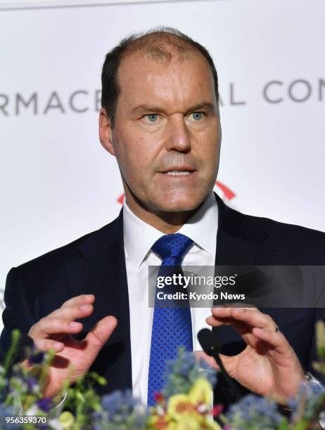 Takeda Pharmaceutical Co. President Christophe Weber speaks about the company's deal to acquire Irish drugmaker Shire Plc. At a press conference in...