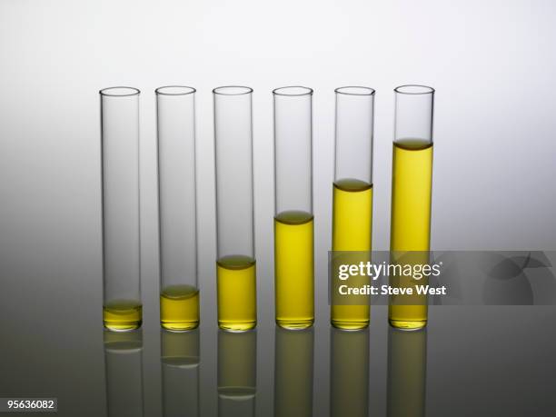 row if test-tubes with liquid depicted as graph - proveta imagens e fotografias de stock