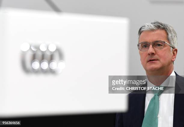 Rupert Stadler, CEO of German car maker Audi, waits prior to the Audi AG general meeting in Ingolstadt, southern Germany, on May 9, 2018.
