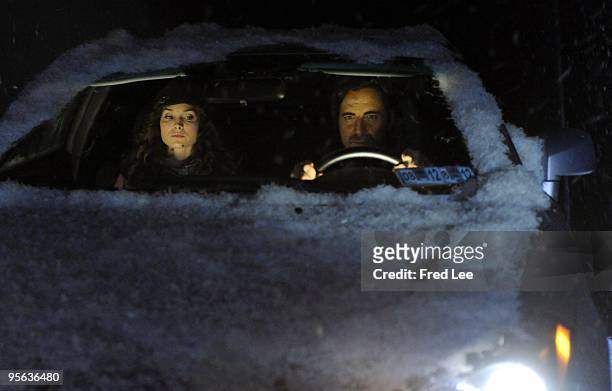 Alicia Minshew and Thorsten Kaye in a scene that airs the week of December 21, 2009 on Disney General Entertainment Content via Getty Images...
