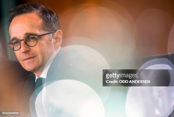 German Foreign Minister Heiko Maas attends the weekly cabinet meeting at the Chancellery in Berlin on May 9, 2018.