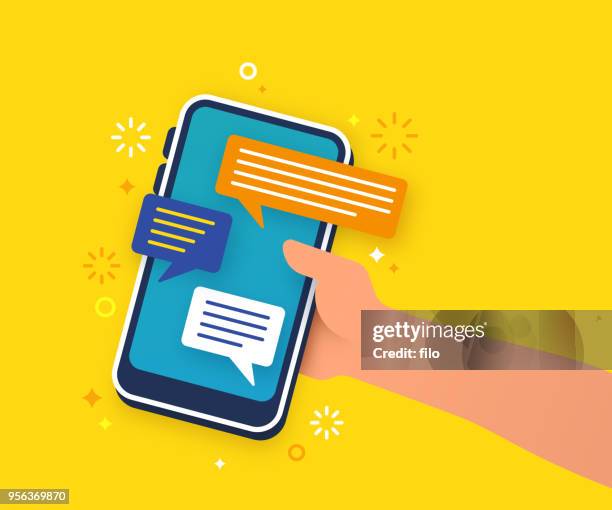 stockillustraties, clipart, cartoons en iconen met mobiele communicatie van de tekst - sms'en