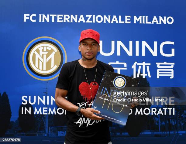 Dalbert Henrique Chagas Estevão of FC Internazionale poses for a photo prior to the FC Internazionale training session at the club's training ground...