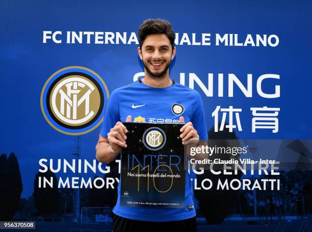 Andrea Ranocchia of FC Internazionale poses for a photo prior to the FC Internazionale training session at the club's training ground Suning Training...