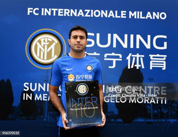 Citadin Martins Eder of FC Internazionale poses for a photo prior to the FC Internazionale training session at the club's training ground Suning...
