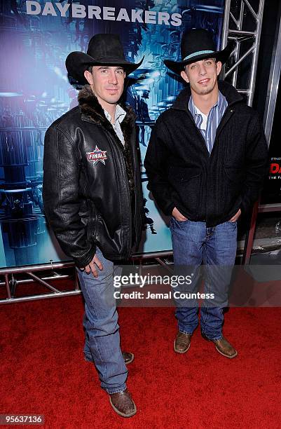 Professional Bull Riders Kody Lostroh and J.B. Mauney attend the premiere of "Daybreakers" at the SVA Theater on January 7, 2010 in New York City.