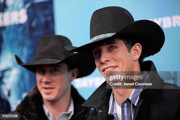 Professional Bull Riders Kody Lostroh and J.B. Mauney attend the premiere of "Daybreakers" at the SVA Theater on January 7, 2010 in New York City.