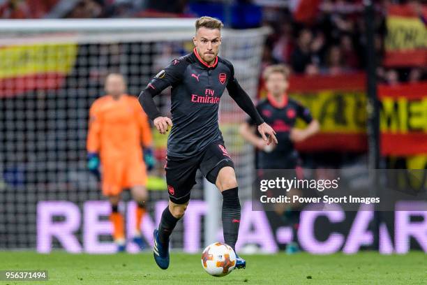 Aaron Ramsey of Arsenal FC in action during the UEFA Europa League 2017-18 semi-finals match between Atletico de Madrid and Arsenal FC at Wanda...