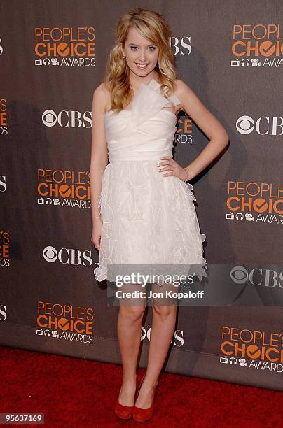 Actress Megan Park arrives at the People's Choice Awards 2010 Arrivals at Nokia Theatre L.A. Live on January 6, 2010 in Los Angeles, California.