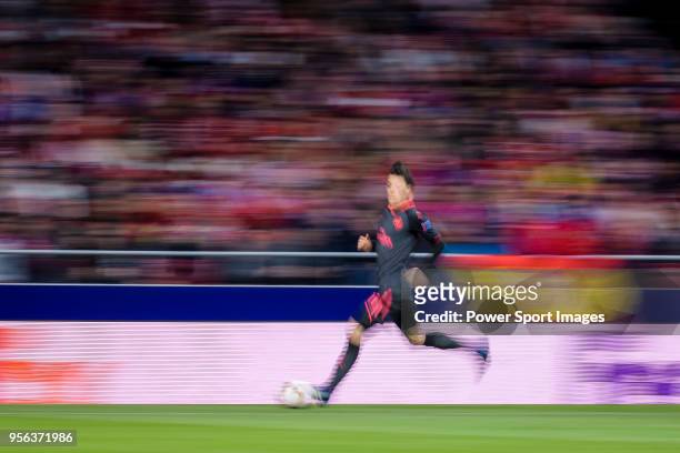 Mesut Ozil of Arsenal FC in action during the UEFA Europa League 2017-18 semi-finals match between Atletico de Madrid and Arsenal FC at Wanda...