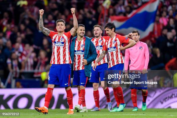 Gabriel Fernandez Arenas, Gabi, of Atletico de Madrid celebrates after the UEFA Europa League 2017-18 semi-finals match between Atletico de Madrid...