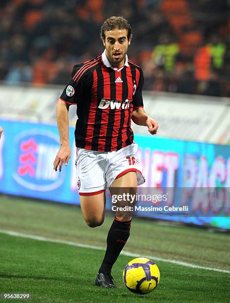 Mathieu Flamini of AC Milan in action during the Serie A match between AC Milan and Genoa CFC at Stadio Giuseppe Meazza on January 6, 2010 in Milan,...