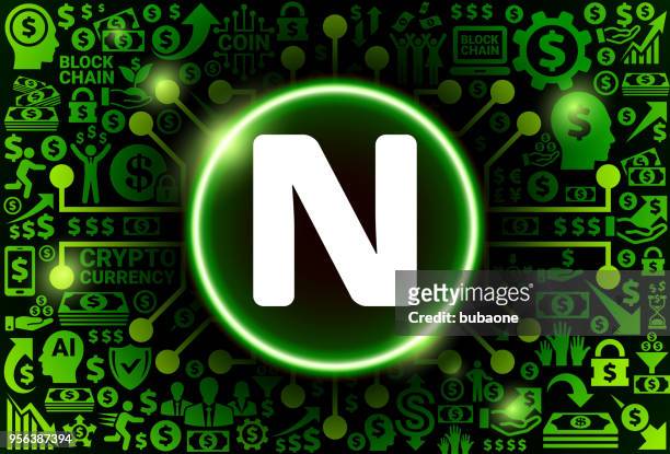 letter n icon on money and cryptocurrency background - financi��n stock illustrations