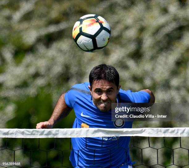 Citadin Martins Eder of FC Internazionale smiles during the FC Internazionale training session at the club's training ground Suning Training Center...