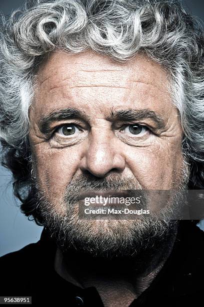 Showman Beppe Grillo poses for a portrait shoot in Livorno on July 24, 2007.