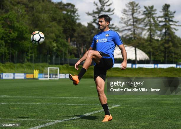 Citadin Martins Eder of FC Internazionale smiles during the FC Internazionale training session at the club's training ground Suning Training Center...