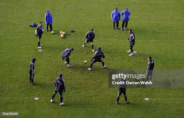 Chelsea during a training session at Stamford Bridge on January 8, 2010 in London, England.