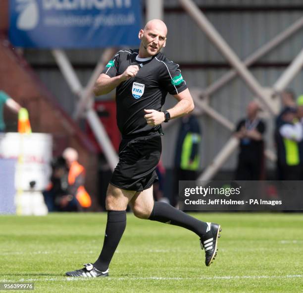 Referee Bobby Madden during the Ladbrokes Scottish Premiership match at Tynecastle Stadium, Edinburgh.