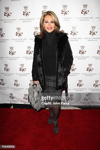 Maria Elena Salinas attends a book release for Emilio Estefan's "The Rhythm of Success" at Eden Roc Renaissance Miami Beach on January 7, 2010 in...