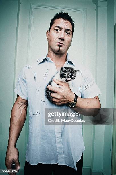 Wrestler Dave Batista, poses for a portrait shoot in Milan on October 6, 2005