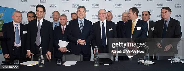 Energy Secretary Ed Miliband , Prime Minister Gordon Brown and Business Secretary Lord Mandelson pose for photographs with the CEO's and...