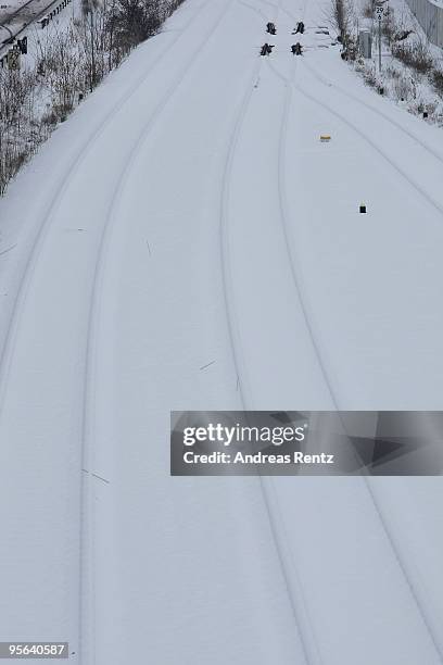 Snow-covered tracks are pictured on January 8, 2010 in Berlin, Germany. City officials are seeking an alternative service provider for at least a...