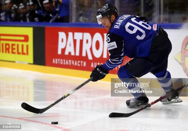 Mikko Rantanen of Finland skates against Norway during the 2018 IIHF Ice Hockey World Championship group stage game between Finland and Norway at...