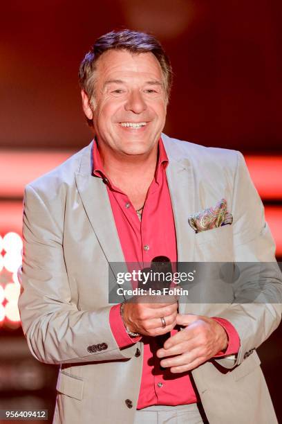 German singer Patrick Lindner performs during the tv show 'Stefanie Hertel - Die grosse Show zum Muttertag' on May 8, 2018 in Altenberg, Germany.