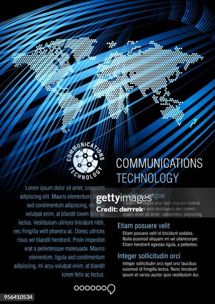 flyer design example. global communications. - article template stock illustrations
