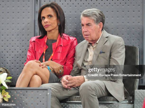 Claudia Rodriguez and Manolo Santana during day three of the Mutua Madrid Open tennis tournament at the Caja Magica on May 8, 2018 in Madrid, Spain.