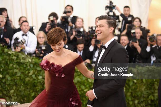 Actor Scarlett Johansson and comedian Colin Jost attend the Heavenly Bodies: Fashion & The Catholic Imagination Costume Institute Gala at The...