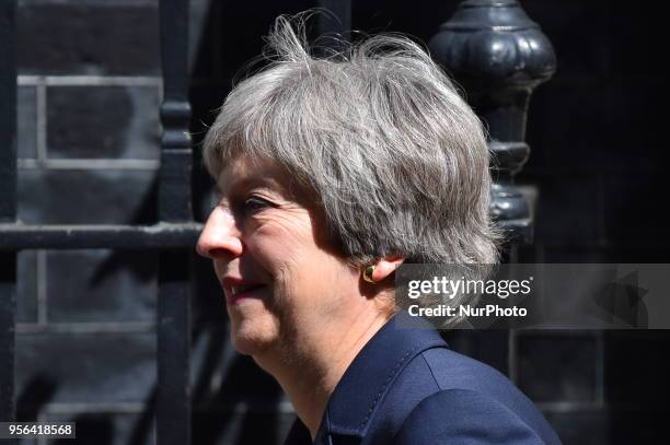 British Prime Minister leaves 10 Downing Street ahead to the House of Commons, to attend the weekly Prime Minister Questions and Answers session ,...