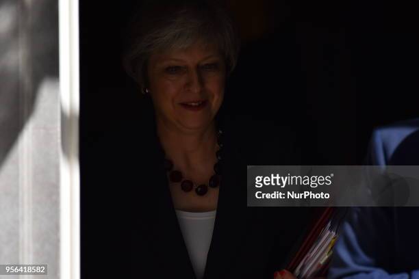 British Prime Minister leaves 10 Downing Street ahead to the House of Commons, to attend the weekly Prime Minister Questions and Answers session ,...